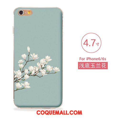 Étui iPhone 6 / 6s Gaufrage Fleurs Silicone, Coque iPhone 6 / 6s Fluide Doux Téléphone Portable