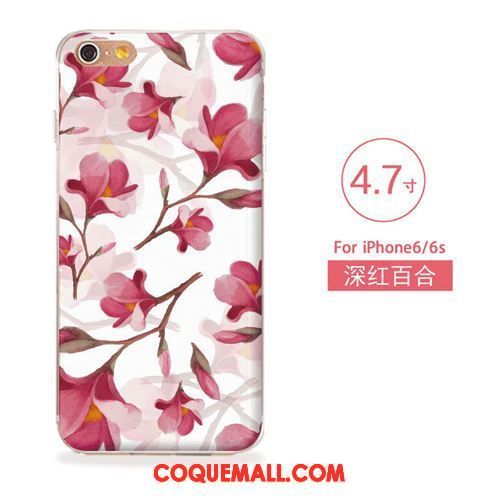 Étui iPhone 6 / 6s Gaufrage Fleurs Silicone, Coque iPhone 6 / 6s Fluide Doux Téléphone Portable