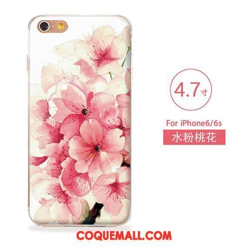 Étui iPhone 6 / 6s Gaufrage Fleurs Silicone, Coque iPhone 6 / 6s Fluide Doux Téléphone Portable