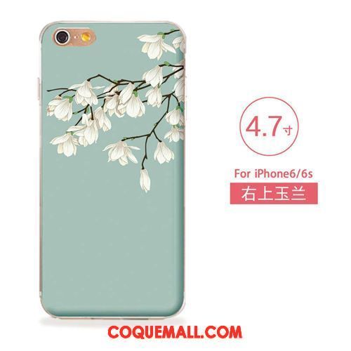 Étui iPhone 6 / 6s Gaufrage Fleurs Silicone, Coque iPhone 6 / 6s Fluide Doux Téléphone Portable