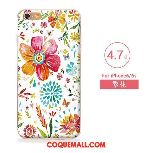 Étui iPhone 6 / 6s Gaufrage Fleurs Silicone, Coque iPhone 6 / 6s Fluide Doux Téléphone Portable