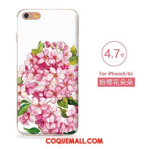 Étui iPhone 6 / 6s Gaufrage Fleurs Silicone, Coque iPhone 6 / 6s Fluide Doux Téléphone Portable