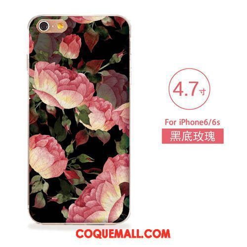 Étui iPhone 6 / 6s Gaufrage Fleurs Silicone, Coque iPhone 6 / 6s Fluide Doux Téléphone Portable