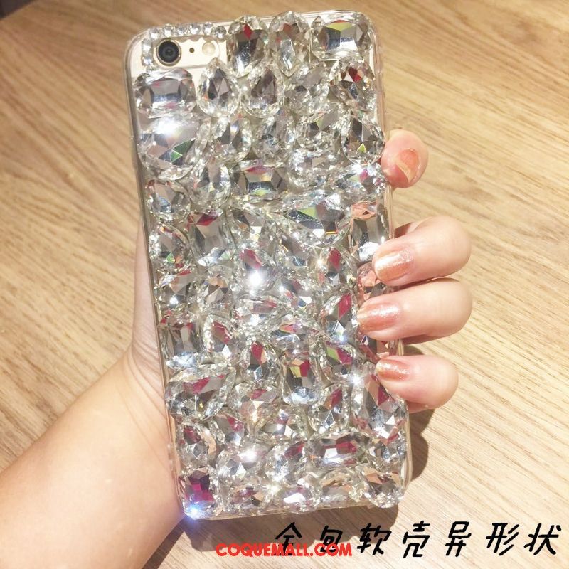 Étui iPhone 6 / 6s Plus Argent Luxe Incruster Strass, Coque iPhone 6 / 6s Plus Nouveau Fluide Doux