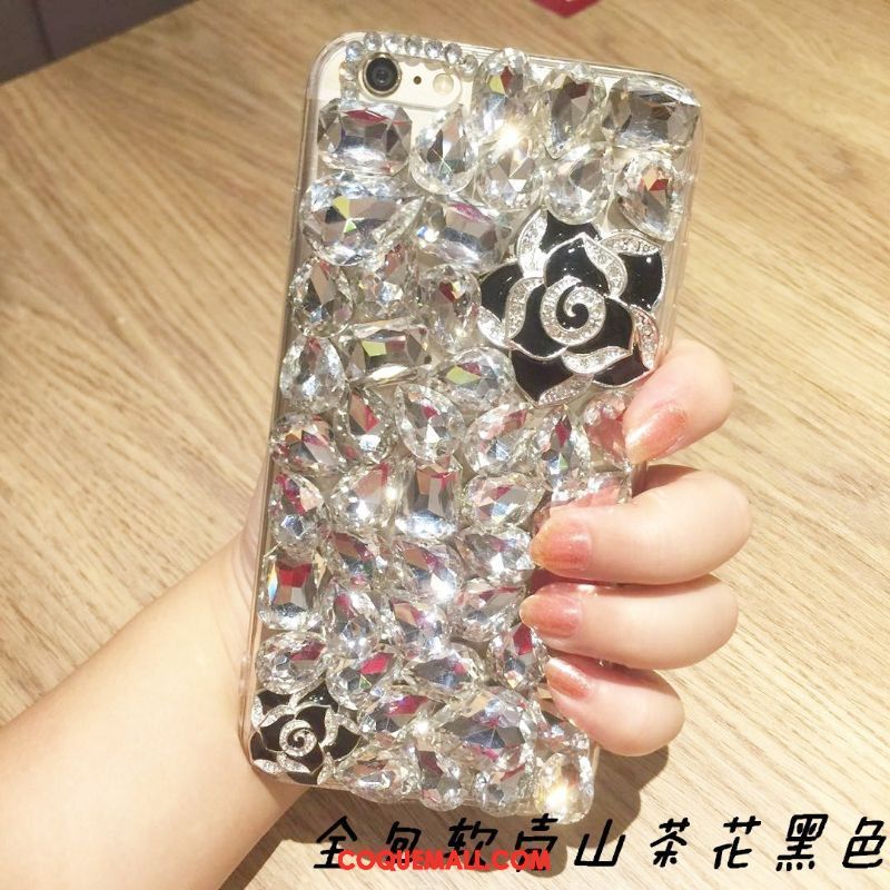 Étui iPhone 6 / 6s Plus Argent Luxe Incruster Strass, Coque iPhone 6 / 6s Plus Nouveau Fluide Doux