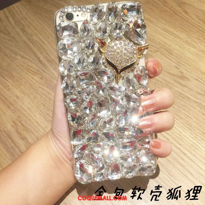 Étui iPhone 6 / 6s Plus Argent Luxe Incruster Strass, Coque iPhone 6 / 6s Plus Nouveau Fluide Doux