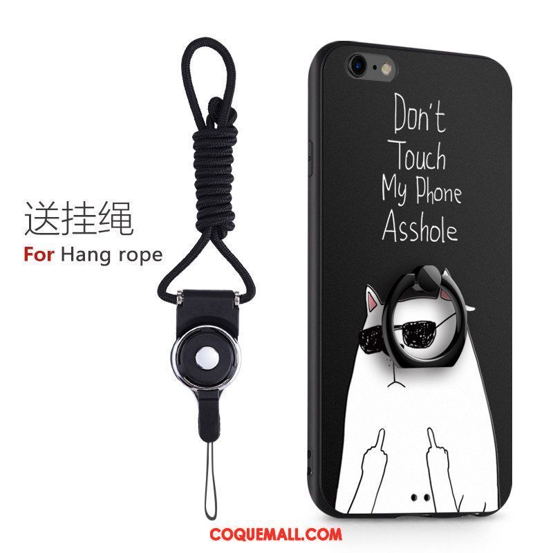 Étui iPhone 6 / 6s Plus Dessin Animé Téléphone Portable Noir, Coque iPhone 6 / 6s Plus Cou Suspendu Support