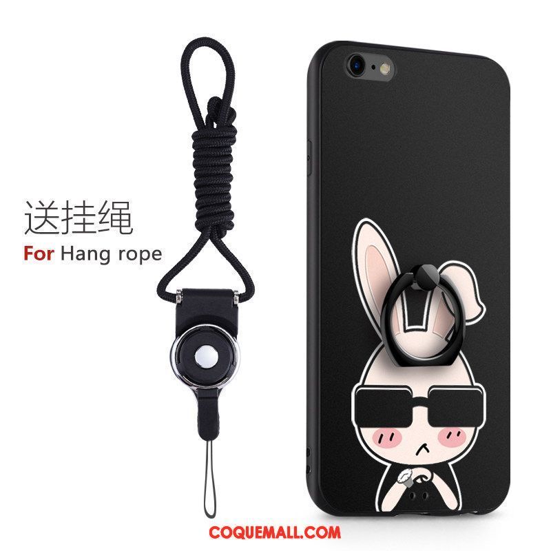 Étui iPhone 6 / 6s Plus Dessin Animé Téléphone Portable Noir, Coque iPhone 6 / 6s Plus Cou Suspendu Support