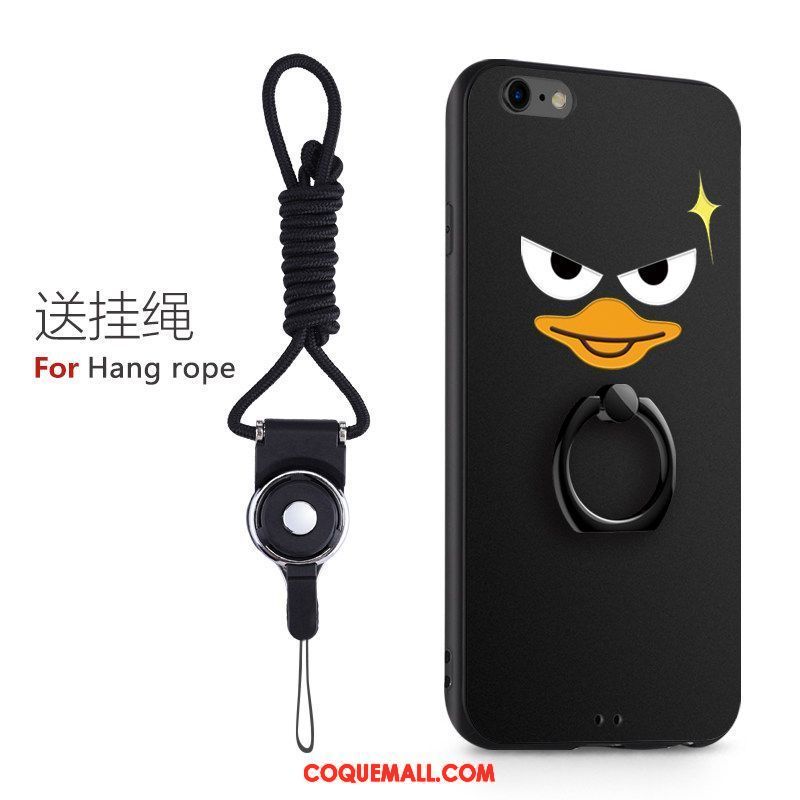 Étui iPhone 6 / 6s Plus Dessin Animé Téléphone Portable Noir, Coque iPhone 6 / 6s Plus Cou Suspendu Support