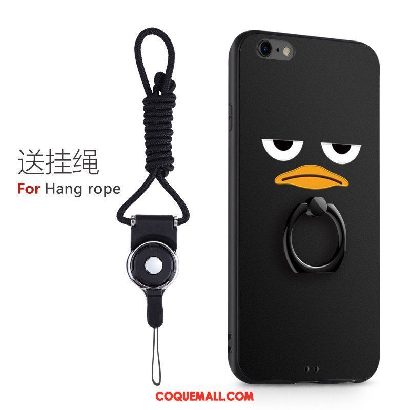 Étui iPhone 6 / 6s Plus Dessin Animé Téléphone Portable Noir, Coque iPhone 6 / 6s Plus Cou Suspendu Support