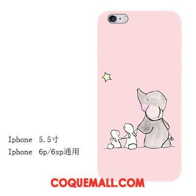 Étui iPhone 6 / 6s Plus Gaufrage Rose Fluide Doux, Coque iPhone 6 / 6s Plus Silicone Tout Compris