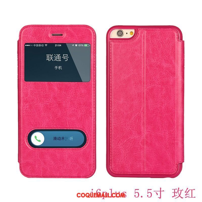 Étui iPhone 6 / 6s Plus Incassable Très Mince Tendance, Coque iPhone 6 / 6s Plus Ouvrir La Fenêtre Étui En Cuir Braun