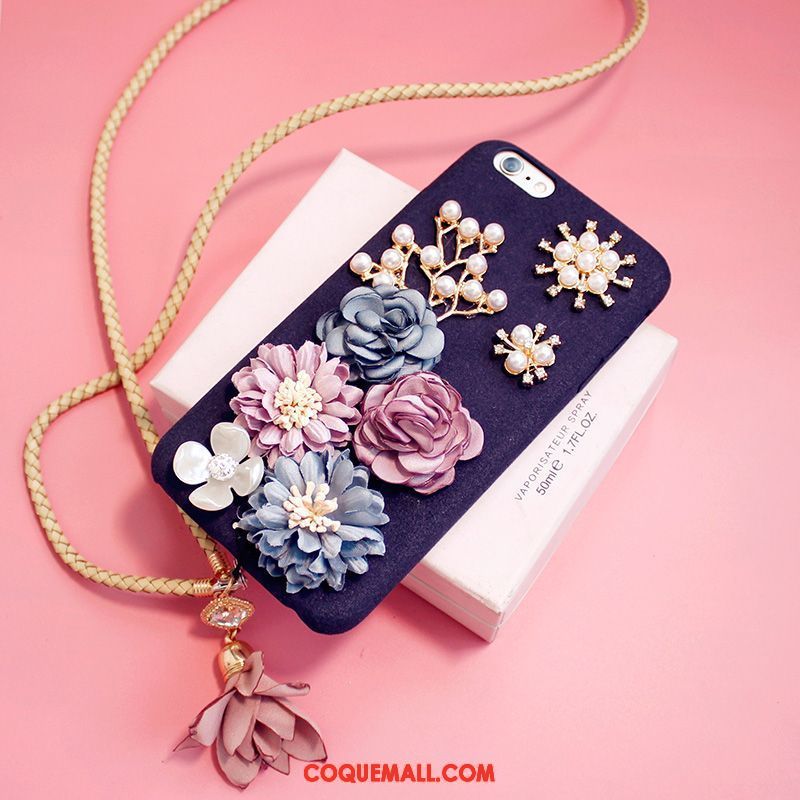 Étui iPhone 6 / 6s Plus Strass Luxe Ornements Suspendus, Coque iPhone 6 / 6s Plus Gris Fleurs