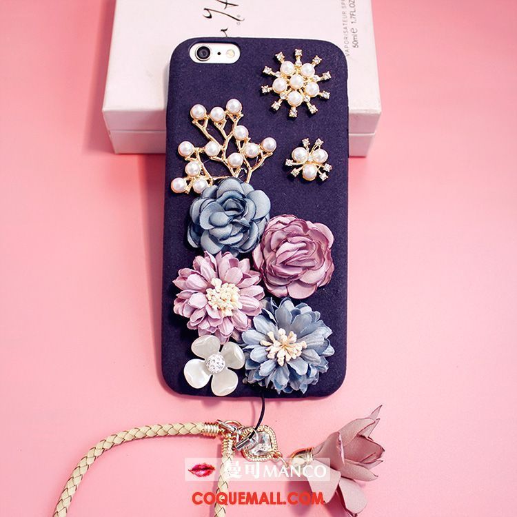 Étui iPhone 6 / 6s Plus Strass Luxe Ornements Suspendus, Coque iPhone 6 / 6s Plus Gris Fleurs