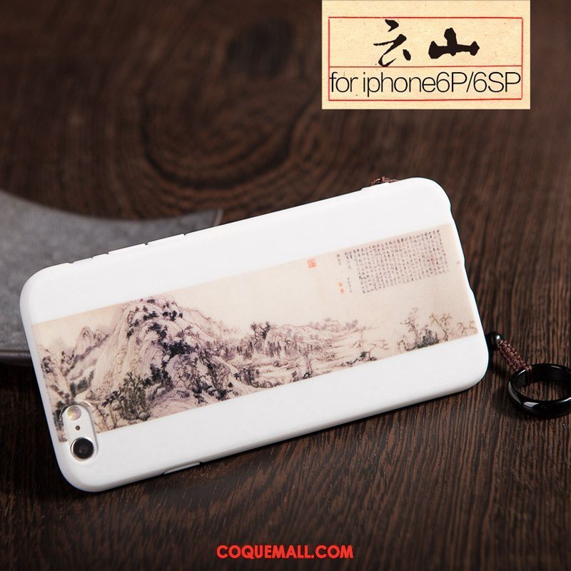 Étui iPhone 6 / 6s Plus Style Chinois Blanc Vent, Coque iPhone 6 / 6s Plus Vintage Téléphone Portable