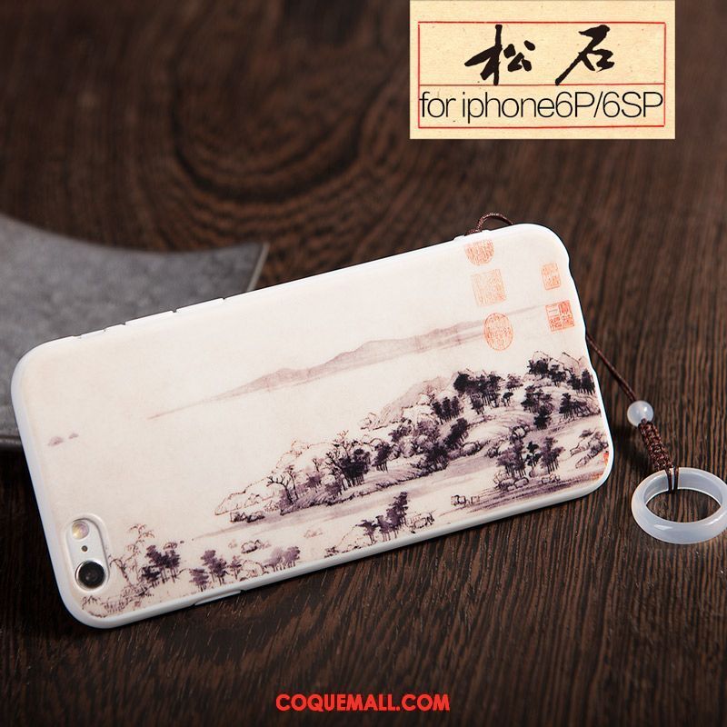 Étui iPhone 6 / 6s Plus Style Chinois Blanc Vent, Coque iPhone 6 / 6s Plus Vintage Téléphone Portable