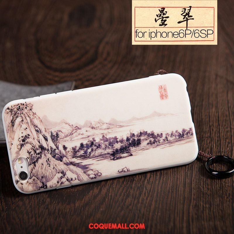 Étui iPhone 6 / 6s Plus Style Chinois Blanc Vent, Coque iPhone 6 / 6s Plus Vintage Téléphone Portable