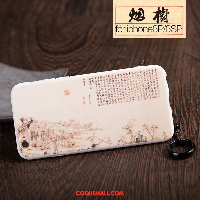 Étui iPhone 6 / 6s Plus Style Chinois Blanc Vent, Coque iPhone 6 / 6s Plus Vintage Téléphone Portable