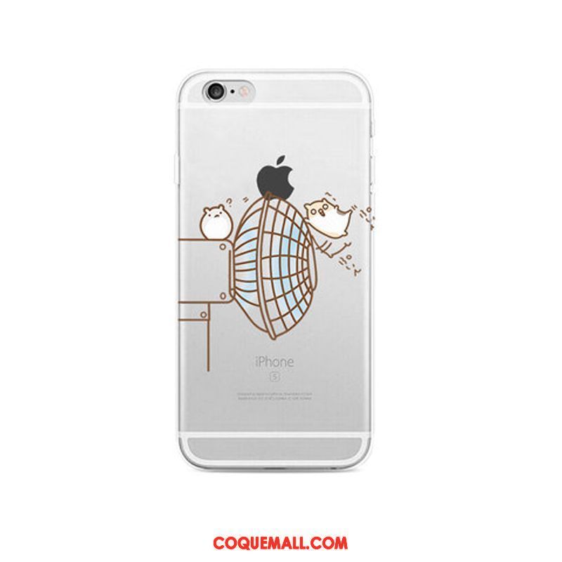 Étui iPhone 6 / 6s Plus Transparent Protection Incassable, Coque iPhone 6 / 6s Plus Dessin Animé Téléphone Portable Beige