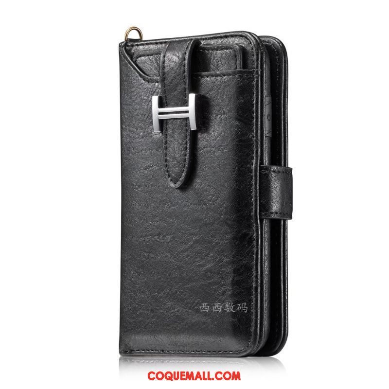 Étui iPhone 6 / 6s Plus Étui En Cuir Sac Carte Carte, Coque iPhone 6 / 6s Plus Noir Téléphone Portable