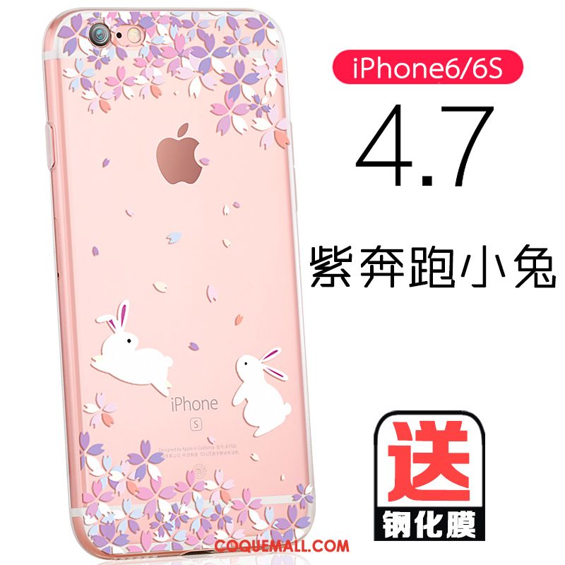 Étui iPhone 6 / 6s Rose Charmant Net Rouge, Coque iPhone 6 / 6s Transparent Téléphone Portable