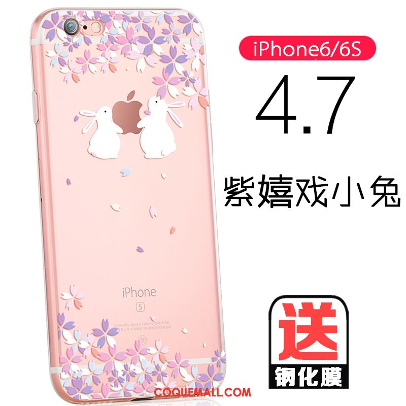 Étui iPhone 6 / 6s Rose Charmant Net Rouge, Coque iPhone 6 / 6s Transparent Téléphone Portable