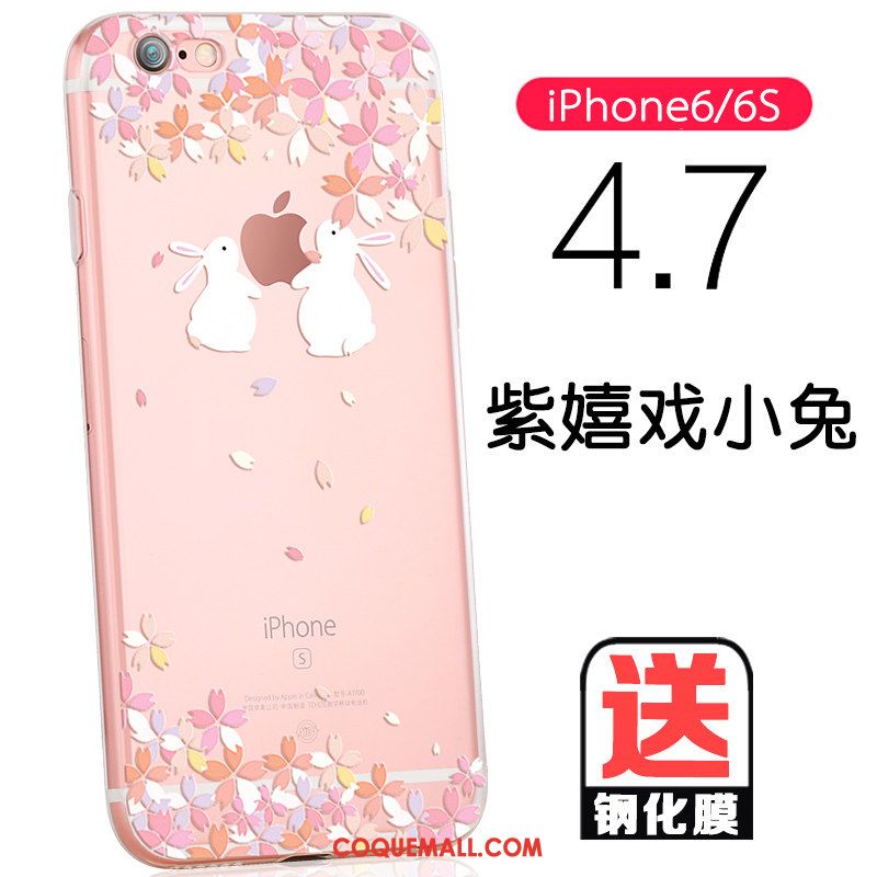 Étui iPhone 6 / 6s Rose Charmant Net Rouge, Coque iPhone 6 / 6s Transparent Téléphone Portable