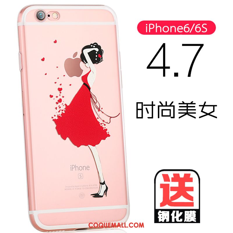 Étui iPhone 6 / 6s Rose Charmant Net Rouge, Coque iPhone 6 / 6s Transparent Téléphone Portable