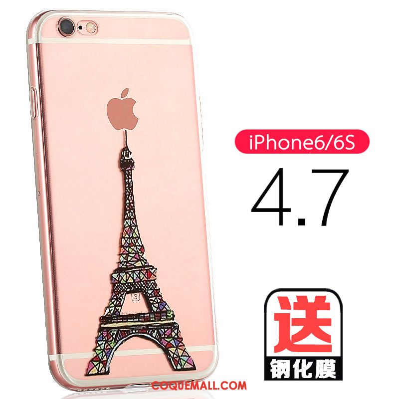 Étui iPhone 6 / 6s Rose Charmant Net Rouge, Coque iPhone 6 / 6s Transparent Téléphone Portable