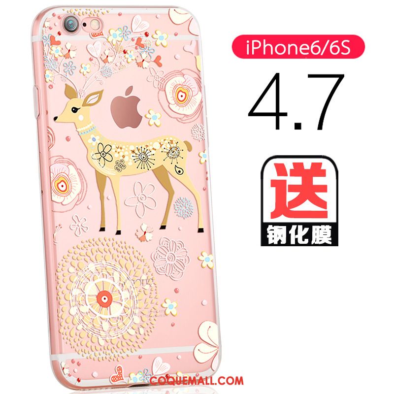 Étui iPhone 6 / 6s Rose Charmant Net Rouge, Coque iPhone 6 / 6s Transparent Téléphone Portable