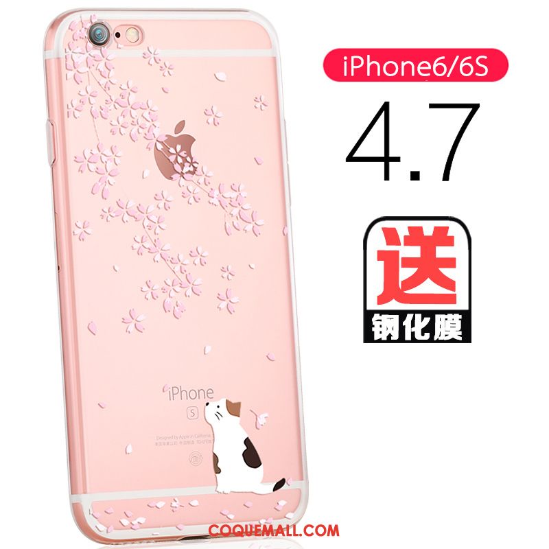 Étui iPhone 6 / 6s Rose Charmant Net Rouge, Coque iPhone 6 / 6s Transparent Téléphone Portable