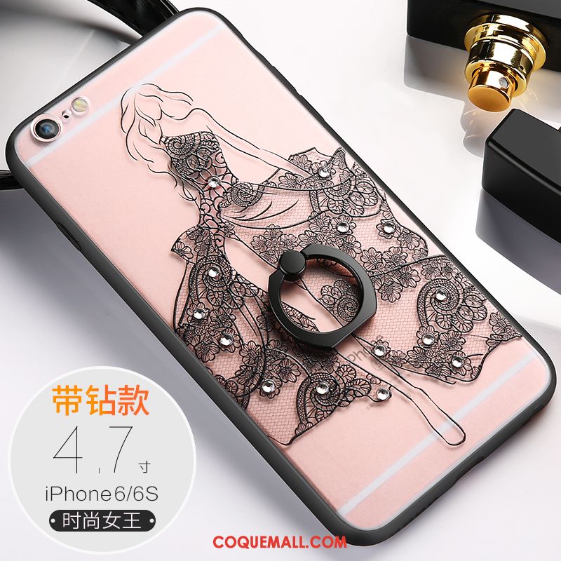 Étui iPhone 6 / 6s Strass Rose Silicone, Coque iPhone 6 / 6s Amoureux Fluide Doux