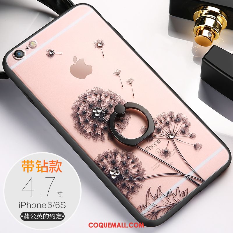 Étui iPhone 6 / 6s Strass Rose Silicone, Coque iPhone 6 / 6s Amoureux Fluide Doux