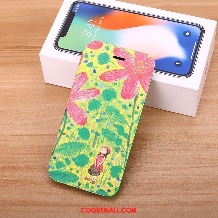 Étui iPhone 6 / 6s Étui En Cuir Incassable Vert, Coque iPhone 6 / 6s Carte Téléphone Portable Beige
