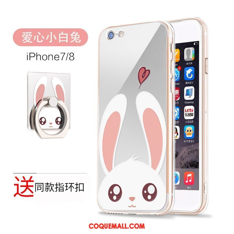 Étui iPhone 7 Anneau Miroir Net Rouge, Coque iPhone 7 Cœur Marque De Tendance