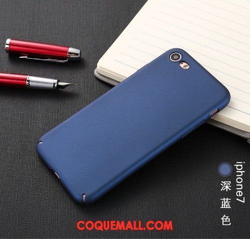 Étui iPhone 7 Bleu Protection Délavé En Daim, Coque iPhone 7 Couleur Unie Téléphone Portable