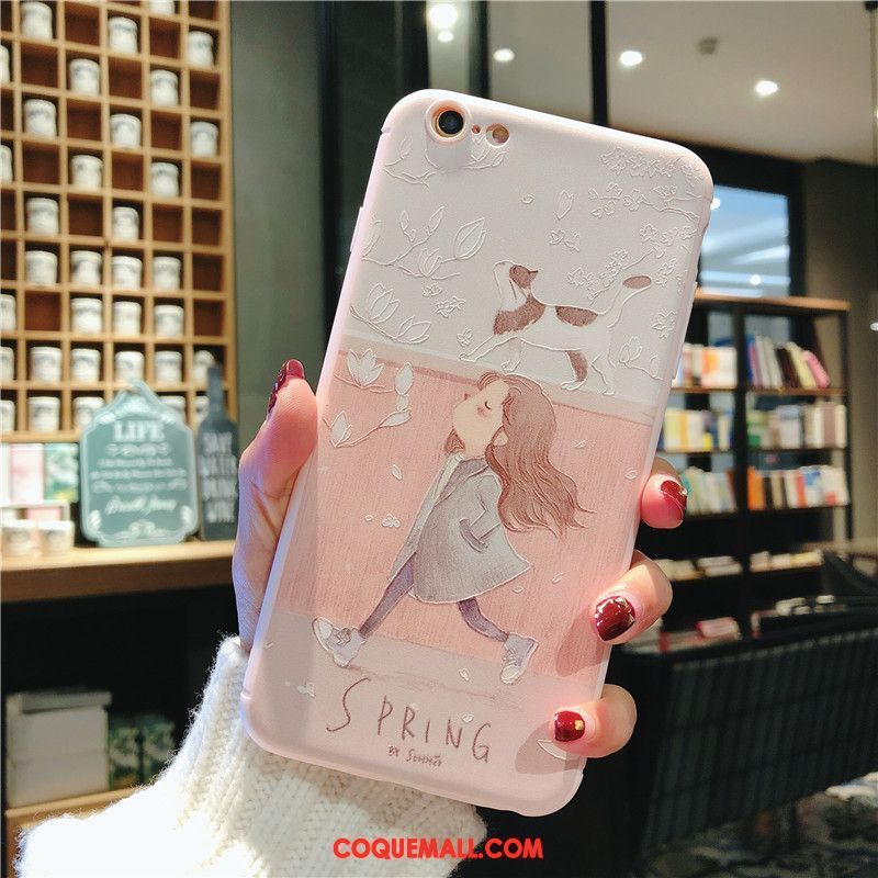 Étui iPhone 7 Cœur Cou Suspendu Téléphone Portable, Coque iPhone 7 Dessin Animé Rose