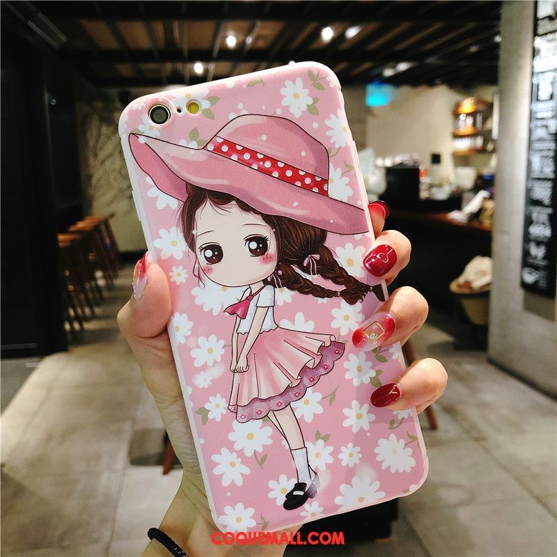 Étui iPhone 7 Cœur Cou Suspendu Téléphone Portable, Coque iPhone 7 Dessin Animé Rose