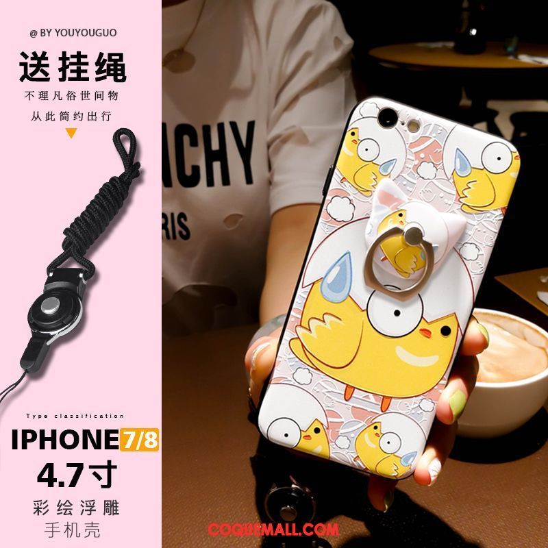 Étui iPhone 7 Gaufrage Support Ornements Suspendus, Coque iPhone 7 Téléphone Portable Rose