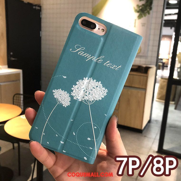 Étui iPhone 7 Plus Floral Téléphone Portable Blanc, Coque iPhone 7 Plus Étui En Cuir Créatif