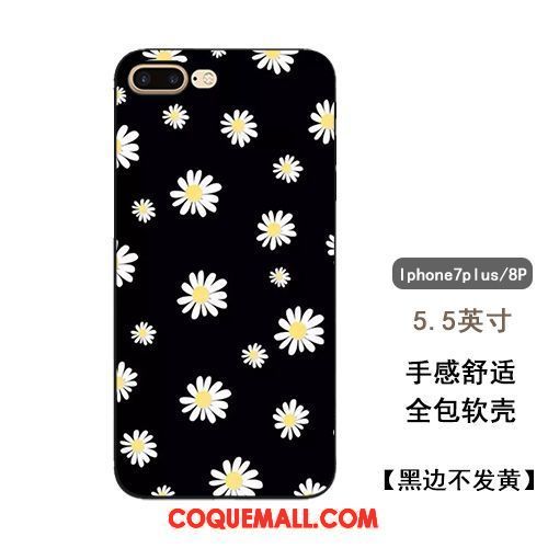 Étui iPhone 7 Plus Fluide Doux Amoureux Téléphone Portable, Coque iPhone 7 Plus Petite Marguerite Fleurs