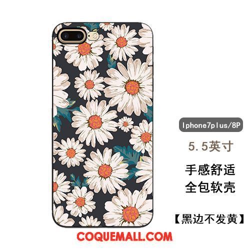 Étui iPhone 7 Plus Fluide Doux Amoureux Téléphone Portable, Coque iPhone 7 Plus Petite Marguerite Fleurs
