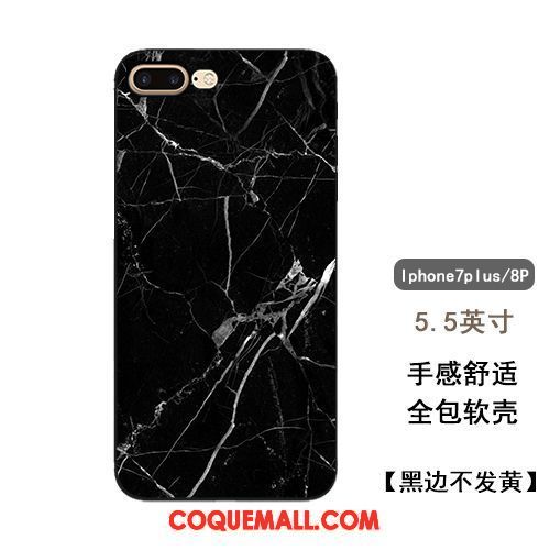 Étui iPhone 7 Plus Noir Blanc Téléphone Portable, Coque iPhone 7 Plus Grand Modèle Fleurie