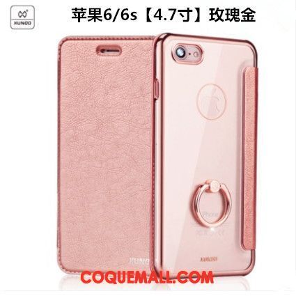 Étui iPhone 7 Plus Protection Téléphone Portable Cuir Véritable, Coque iPhone 7 Plus Clamshell Or