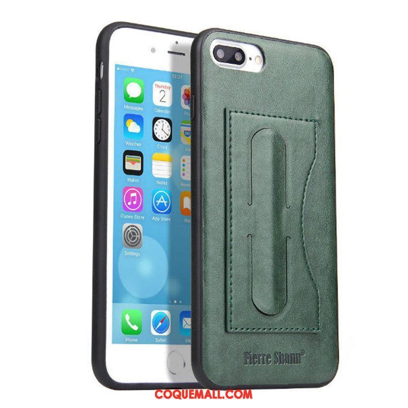 Étui iPhone 7 Plus Support Étui En Cuir Carte, Coque iPhone 7 Plus Cuir Véritable Téléphone Portable Braun