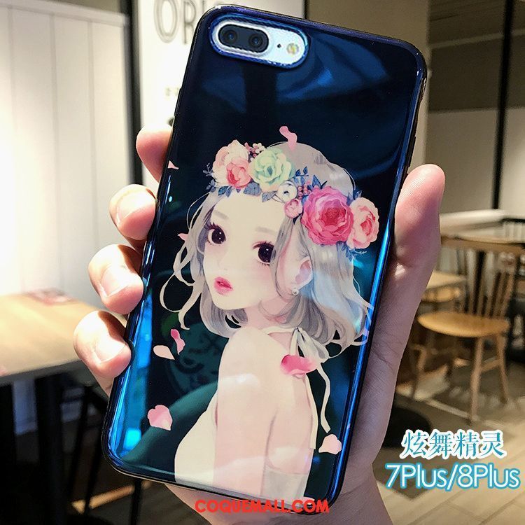 Étui iPhone 7 Plus Téléphone Portable Silicone Fluide Doux, Coque iPhone 7 Plus Amoureux Souriant