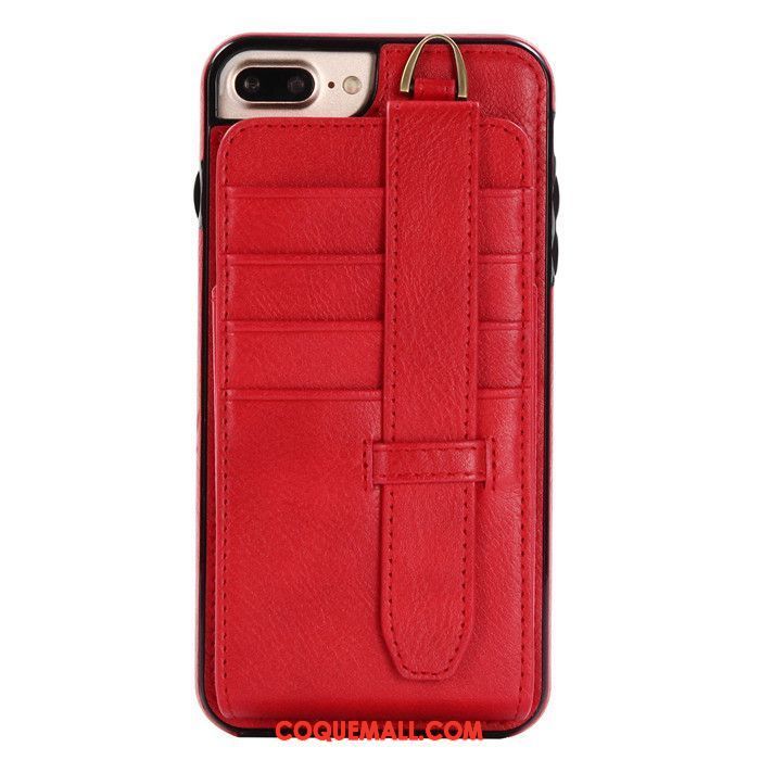 Étui iPhone 7 Plus Étui En Cuir Téléphone Portable Carte, Coque iPhone 7 Plus Sac Carte Ornements Suspendus Braun