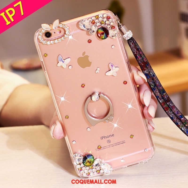 Étui iPhone 7 Support Rose Téléphone Portable, Coque iPhone 7 Strass Protection