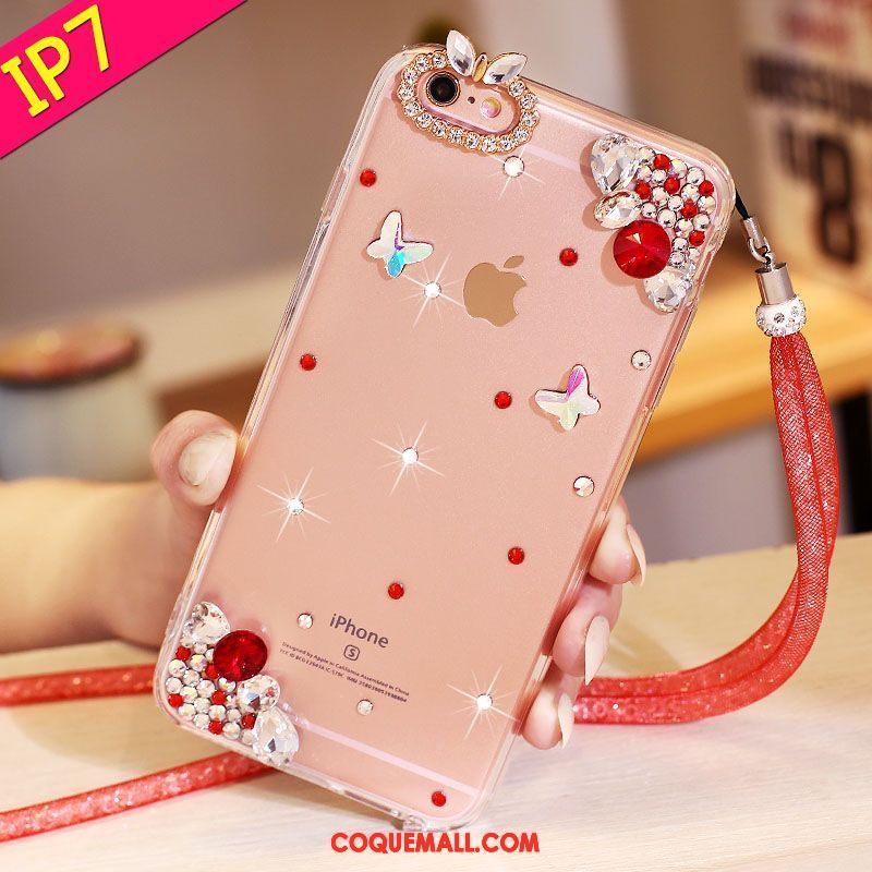 Étui iPhone 7 Support Rose Téléphone Portable, Coque iPhone 7 Strass Protection