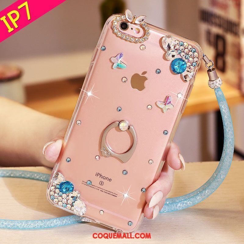 Étui iPhone 7 Support Rose Téléphone Portable, Coque iPhone 7 Strass Protection